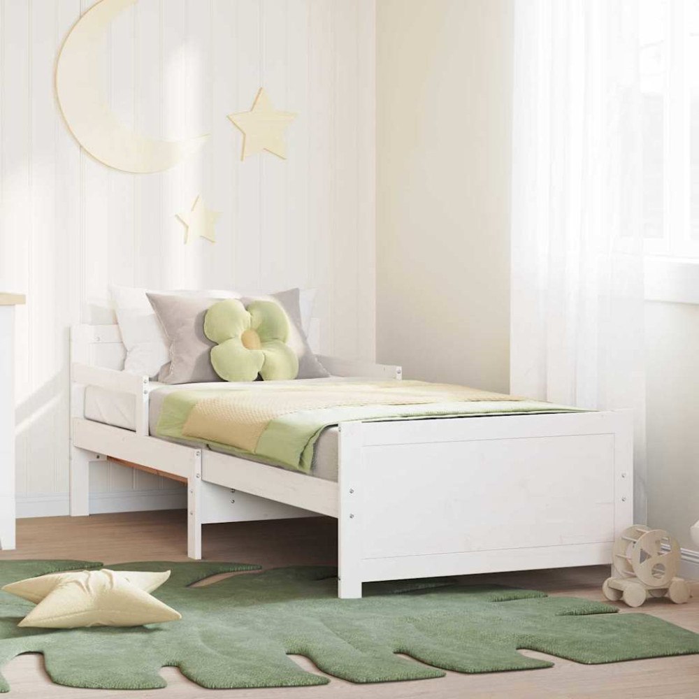 vidaXL Förlängningsbar sängram för barn Other Vit 80 x 130 / 165 / 200 cm