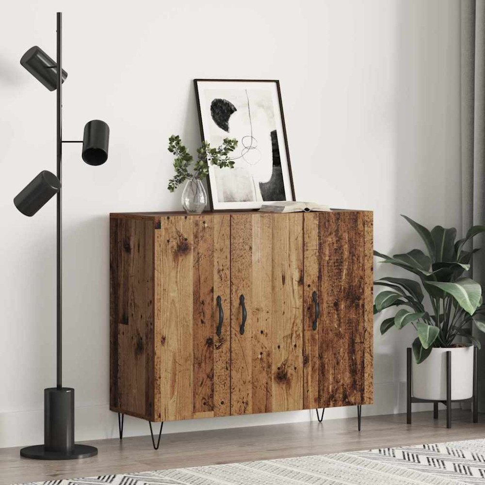 vidaXL Sideboard Gammalt trä 90 x 34 x 80 cm Konstruerat trä