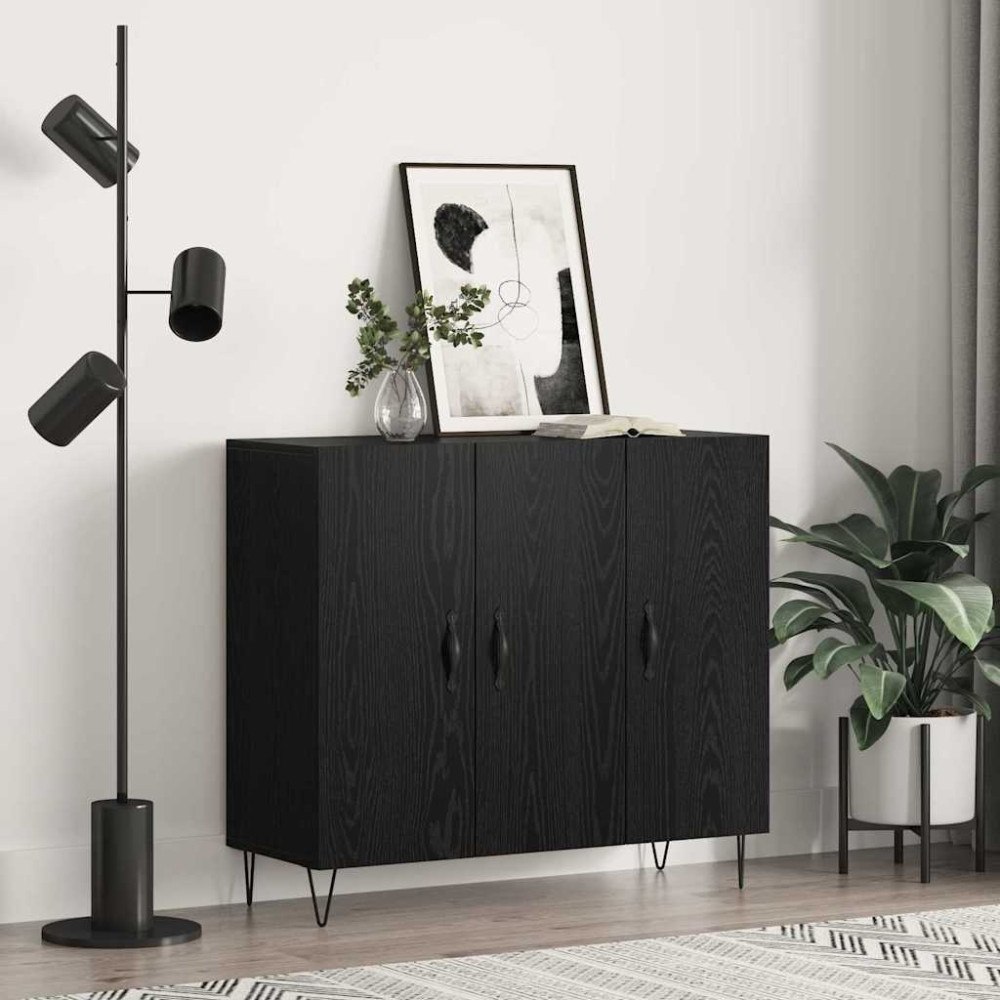 vidaXL Sideboard Svart ek 90 x 34 x 80 cm Konstruerat trä
