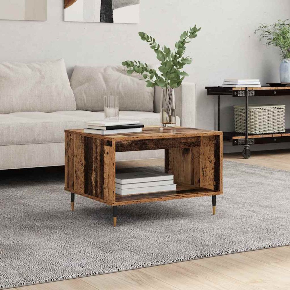 vidaXL Kaffeebord Gammalt trä 60 x 50 x 40 cm Konstruerat trä