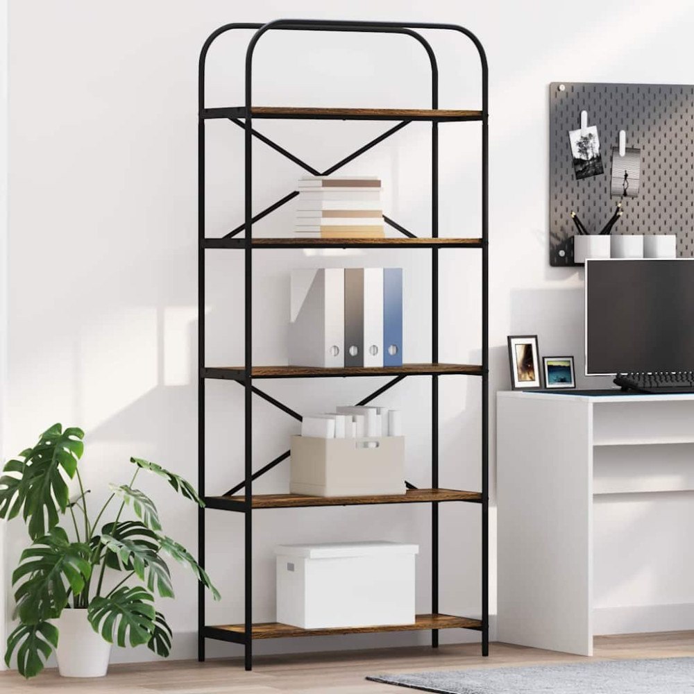 vidaXL Hyllsystem Rökfärgad ek 80 x 30 x 183 cm Konstruerat trä