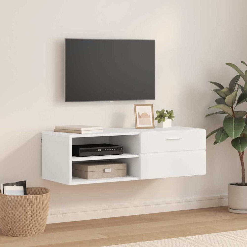 vidaXL TV-skåp med låda Vit 100.5 x 39 x 30 cm Konstruerat trä