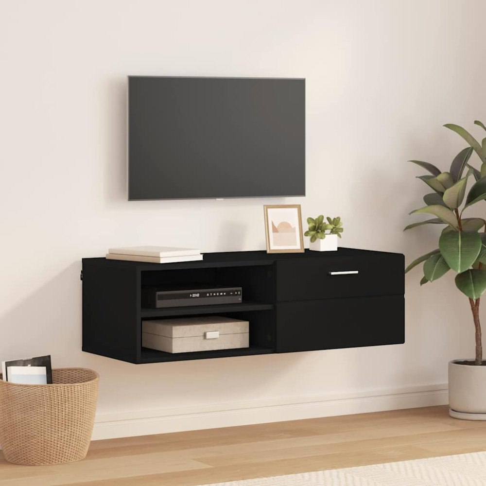 vidaXL TV-skåp med låda Svart 100.5 x 39 x 30 cm Konstruerat trä
