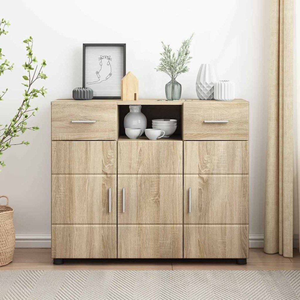 vidaXL Sideboard Sonoma ek 88.5 x 30.5 x 73 cm Konstruerat trä