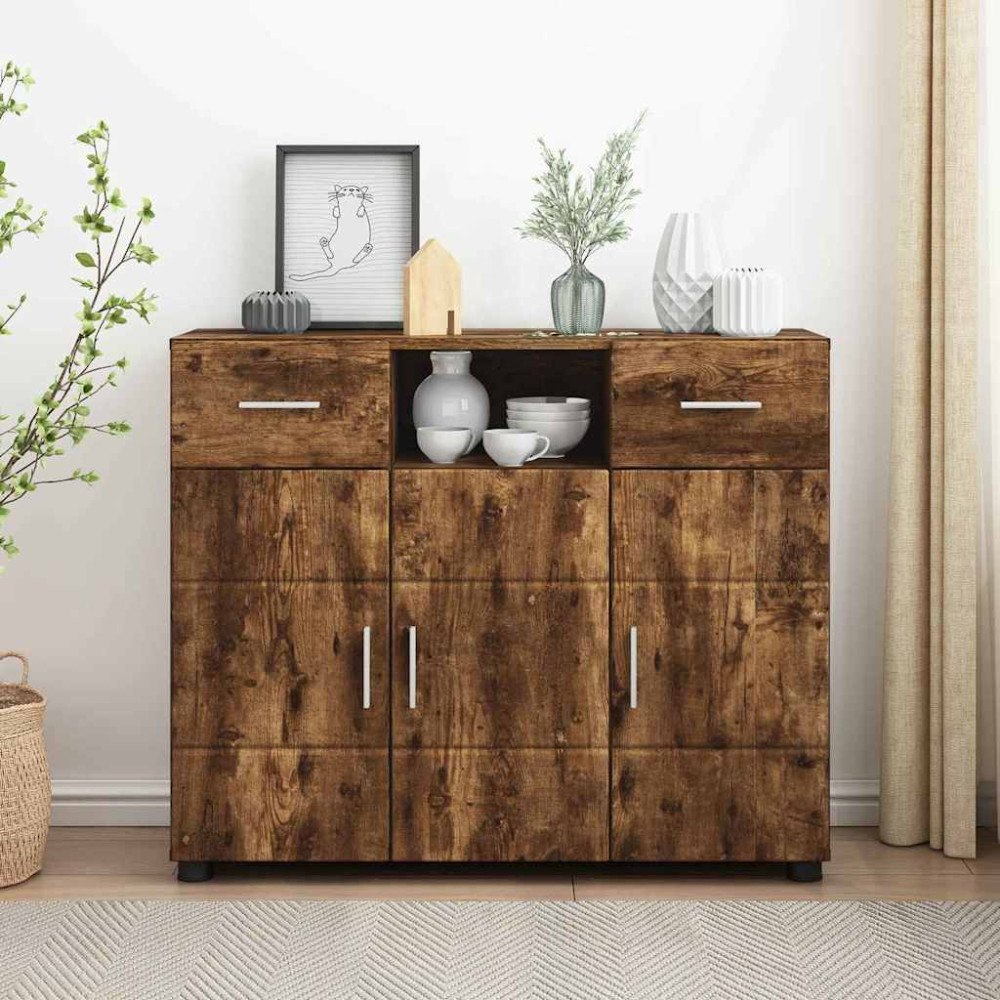 vidaXL Sideboard Rökfärgad ek 88.5 x 30.5 x 73 cm Konstruerat trä