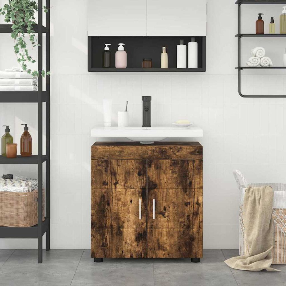 vidaXL Badrumsvaskskåp Rökfärgad ek 60 x 34 x 63 cm Konstruerat trä