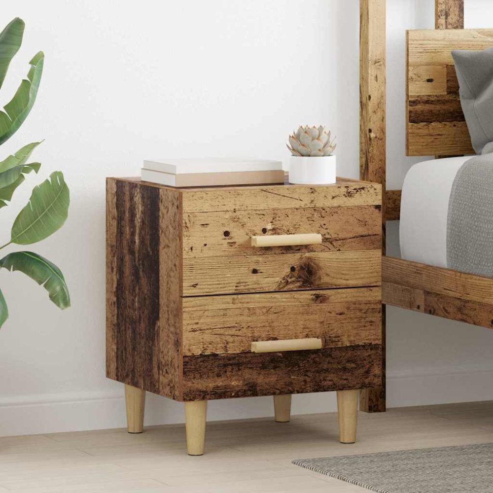 vidaXL Sängskåp med låda Gammalt trä 40 x 35 x 47.5 cm Konstruerat trä