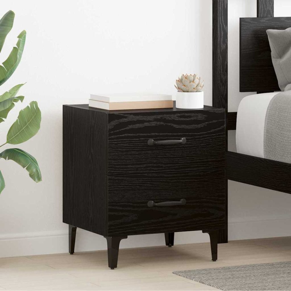 vidaXL Sängskåp 2 pcs Svart ek 40 x 35 x 47.5 cm Konstruerat trä