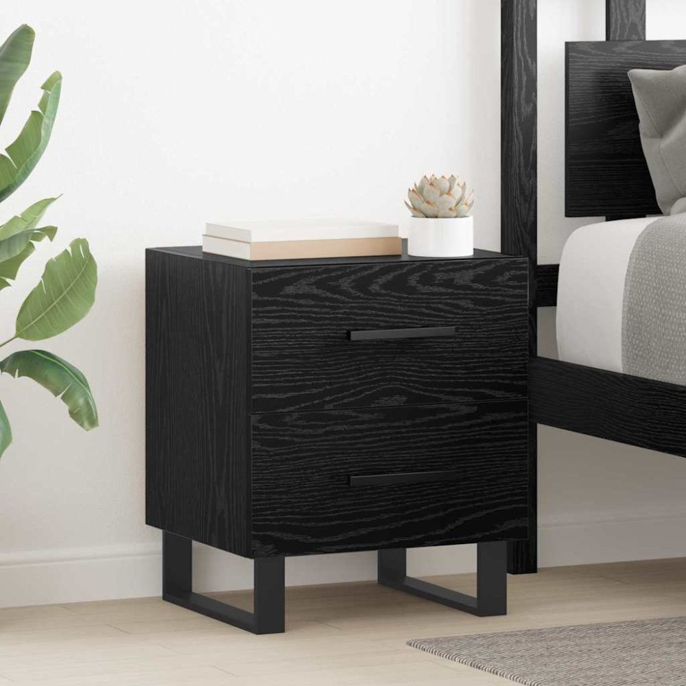 vidaXL Sängskåp 2 pcs Svart ek 40 x 35 x 47.5 cm Konstruerat trä
