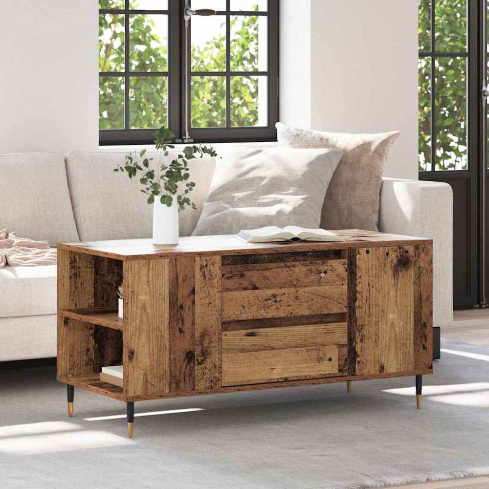 vidaXL Kaffeebord Gammalt trä 102 x 44.5 x 50 cm Konstruerat trä