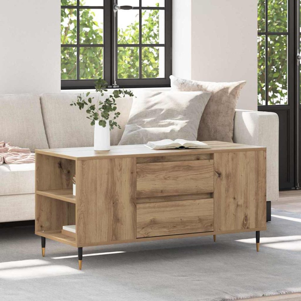 vidaXL Kaffeebord artisan ek 102 x 44.5 x 50 cm Konstruerat trä
