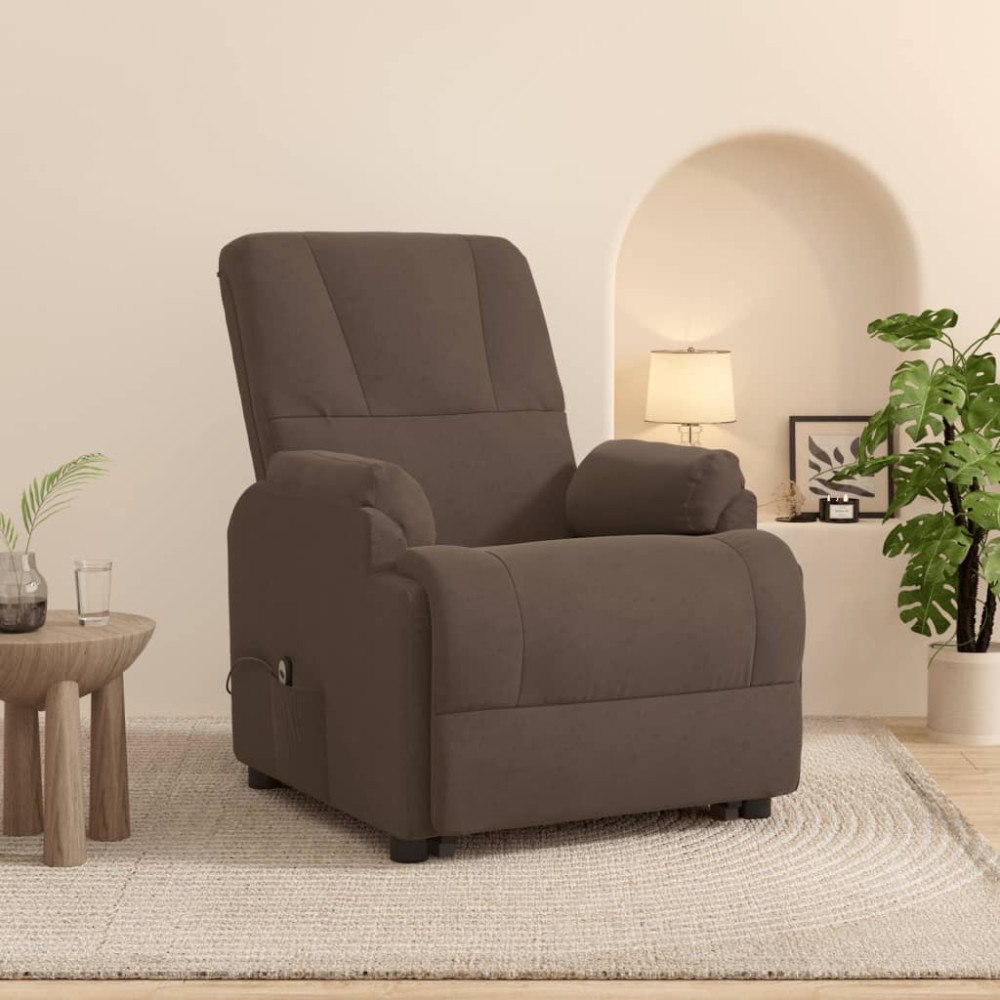vidaXL Reclinerfåtölj med uppresningshjälp brun konstmocka