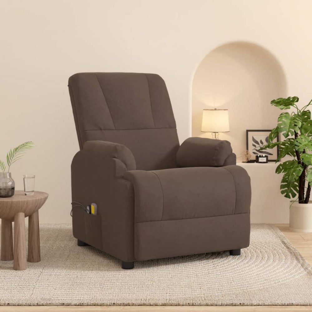 vidaXL Massagefåtölj med uppresningshjälp brun konstmocka