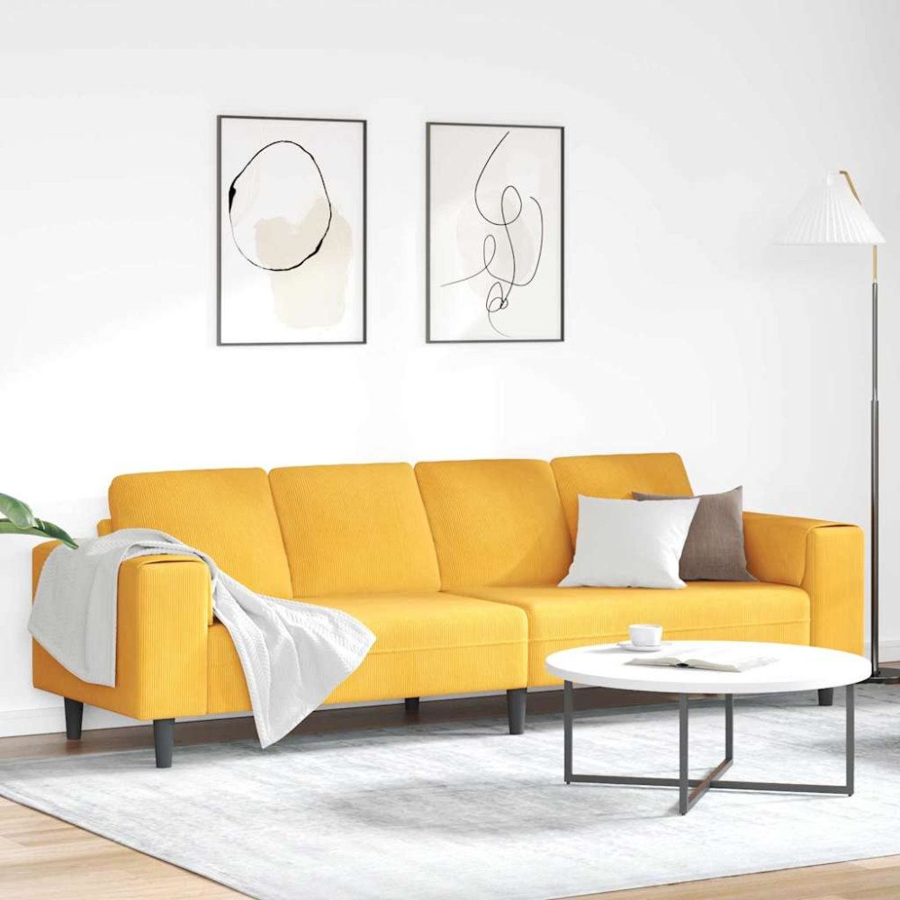 vidaXL Tygsoffa med kudde Ljusgul Mockatyg