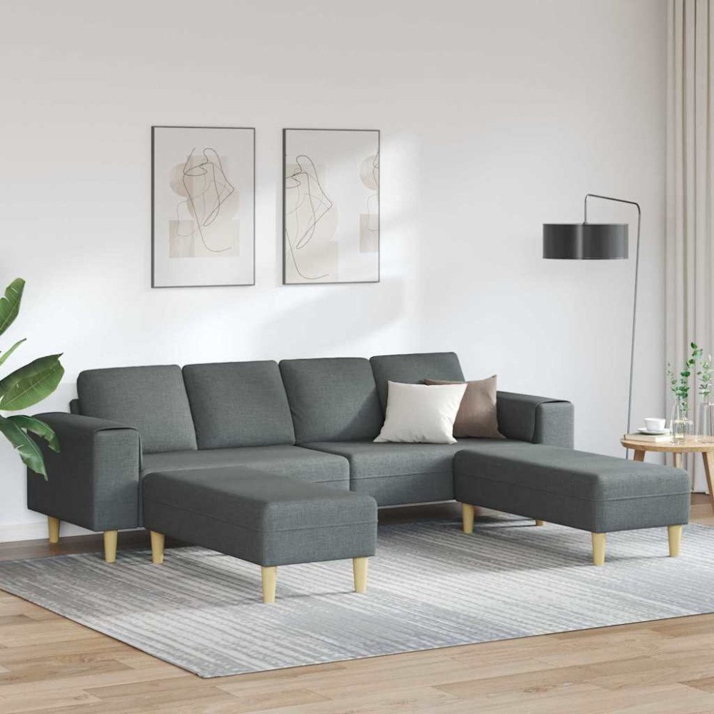 vidaXL Soffset 3 pcs Mörkgrå tyg