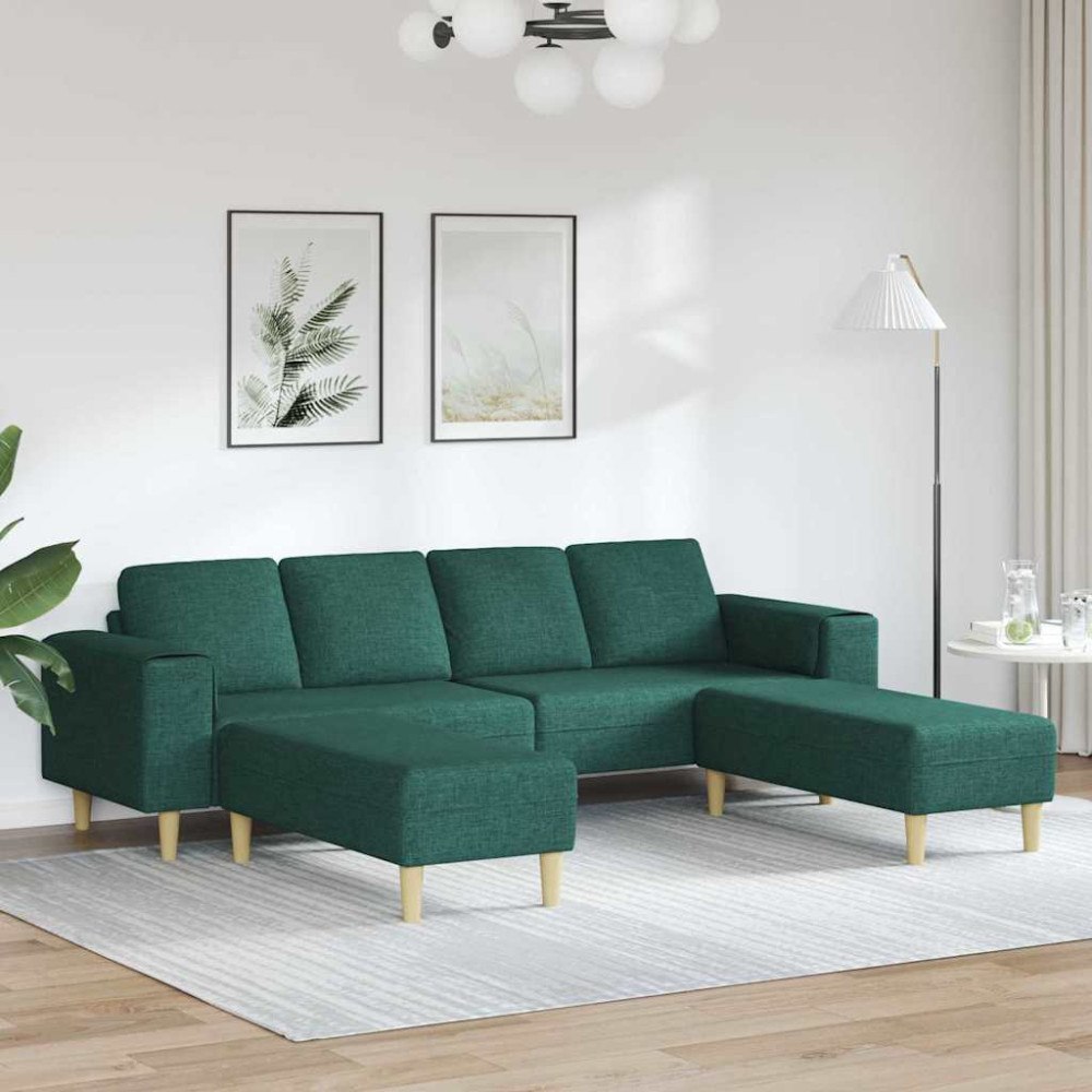 vidaXL Soffset 3 pcs Mörkgrön tyg