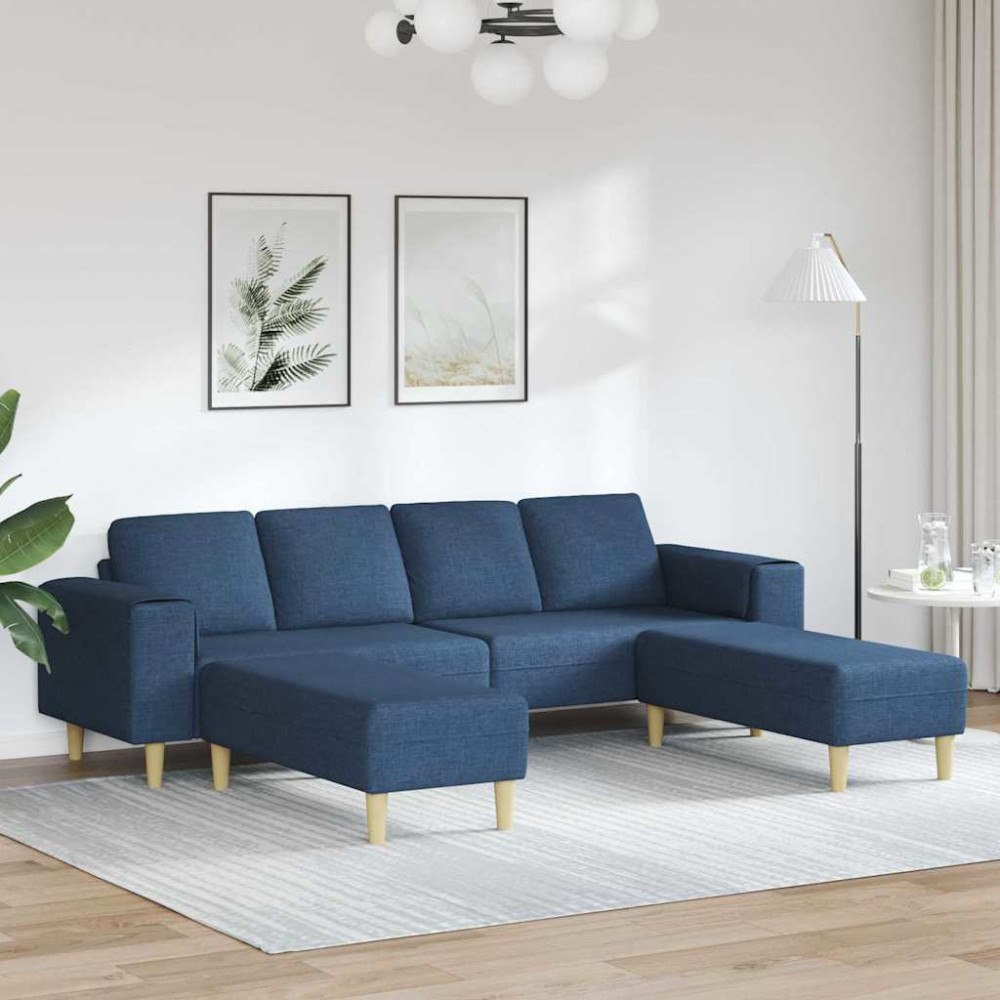 vidaXL Soffset 3 pcs Blå tyg