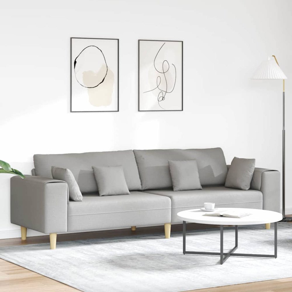 vidaXL Soffa med kudde Moln Grå 250 x 77 x 76 cm tyg