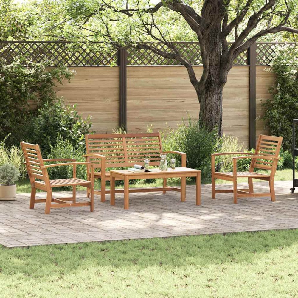 vidaXL Trädgårdsoffset 4 pcs Naturfärg Massivt teakträ