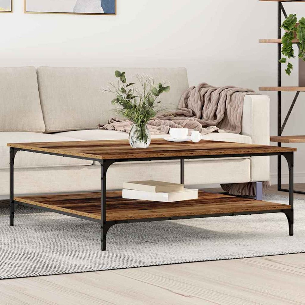 vidaXL Kaffeebord Gammalt trä 100 x 100 x 40 cm Konstruerat trä