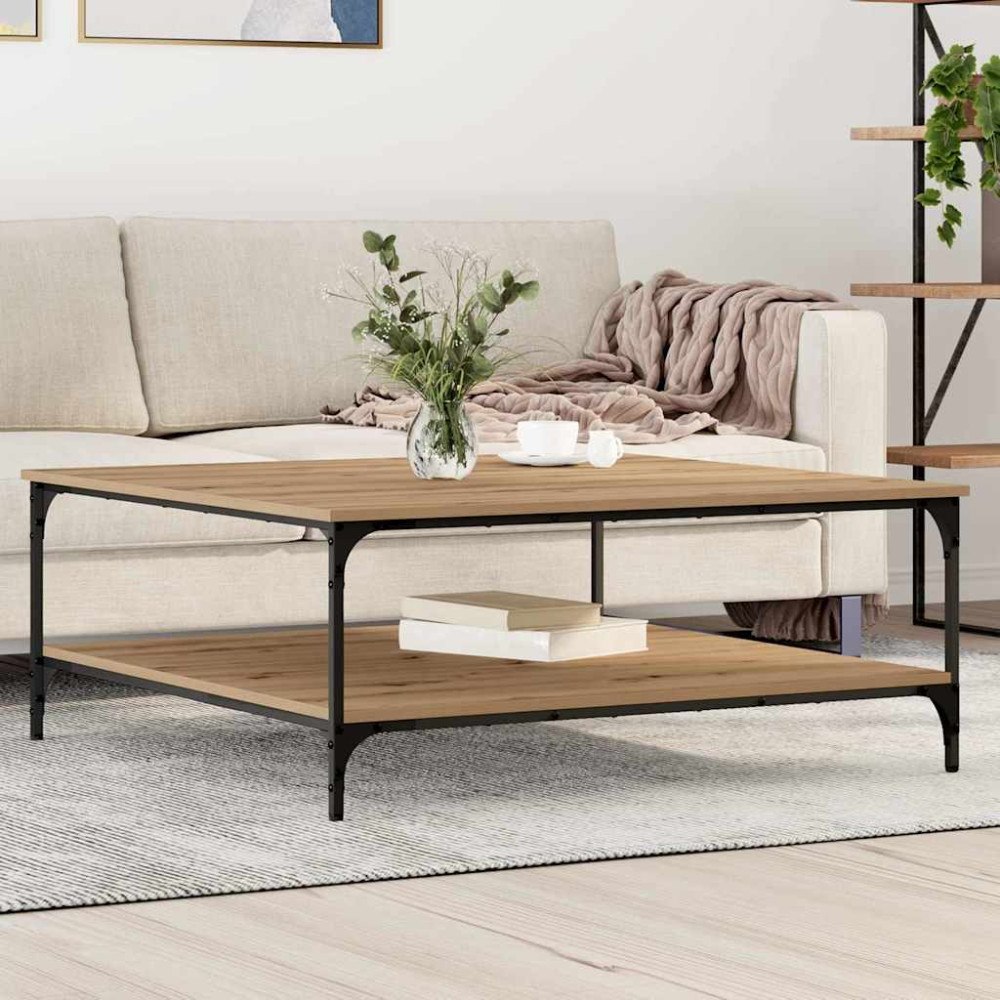 vidaXL Kaffeebord artisan ek 100 x 100 x 40 cm Konstruerat trä