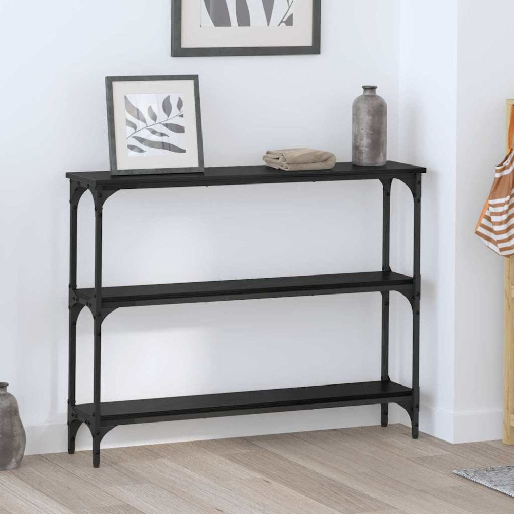 vidaXL Konsolbord med hylla med lagring Svart ek 100 x 22.5 x 75 cm