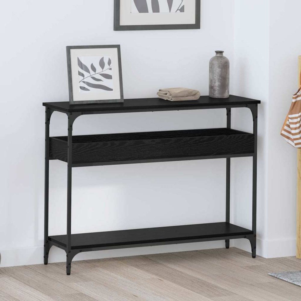 vidaXL Konsolbord med hylla Svart ek 100 x 29 x 75 cm Konstruerat trä