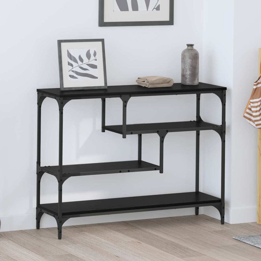 vidaXL Konsolbord med hylla Svart ek 100 x 30 x 75 cm Konstruerat trä