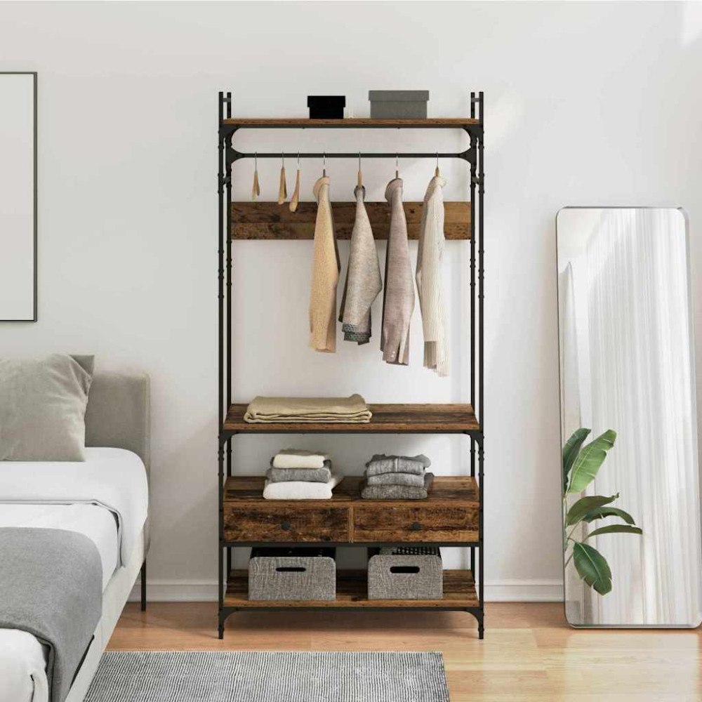 vidaXL Garderob Gammalt trä 89 x 39 x 184.5 cm Konstruerat trä