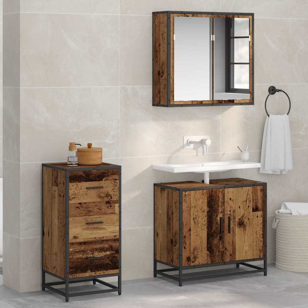 vidaXL Sideboard Gammalt trä 35.5 x 35 x 76 cm Konstruerat trä