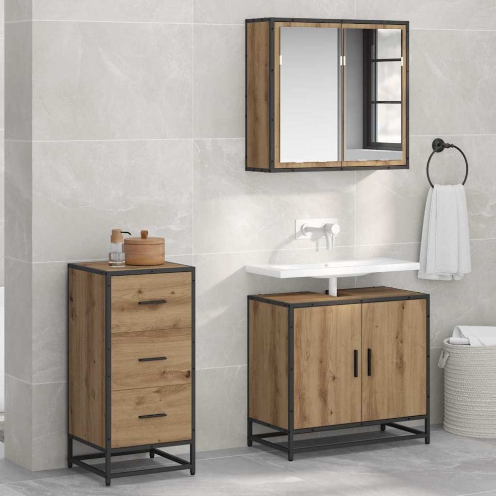 vidaXL Sideboard med låda artisan ek 35.5 x 35 x 76 cm Konstruerat trä