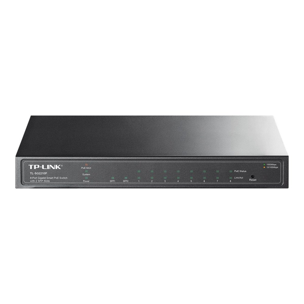 TP-LINK Technologies TP-Link TL-SG2210P 8-Port Gigabit Smart PoE Switch with 2 SFP Slots - switch - 8 portar - Administrerad
