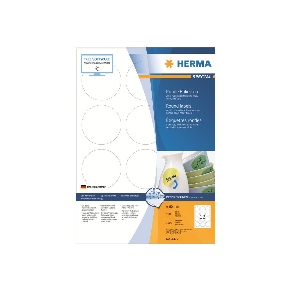HERMA HERMA Special - etiketter - matt - 1200 etikett (er) - 60 mm rund