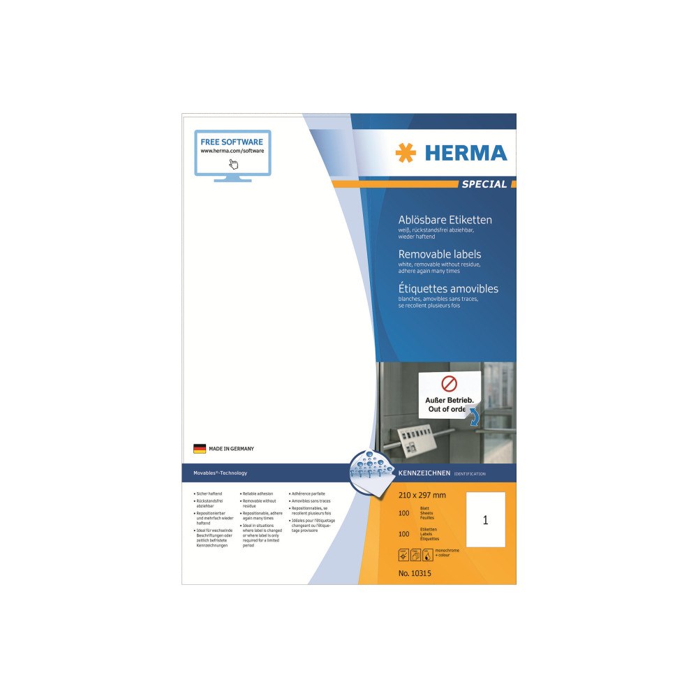 HERMA HERMA Special - etiketter - matt - 100 etikett (er) - A4