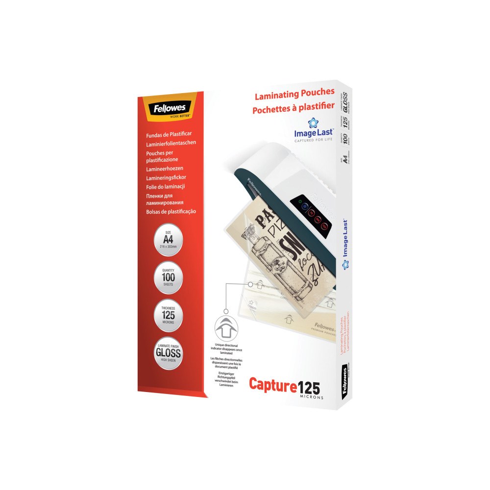 FELLOWES Fellowes Laminating Pouches Capture 125 micron - 100-pack - glättat - A4 - lamineringsfickor