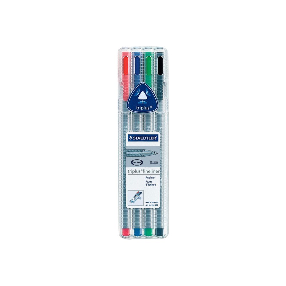 STAEDTLER STAEDTLER triplus 334 - fineliner - svart, röd, blå, grön (paket om 4)