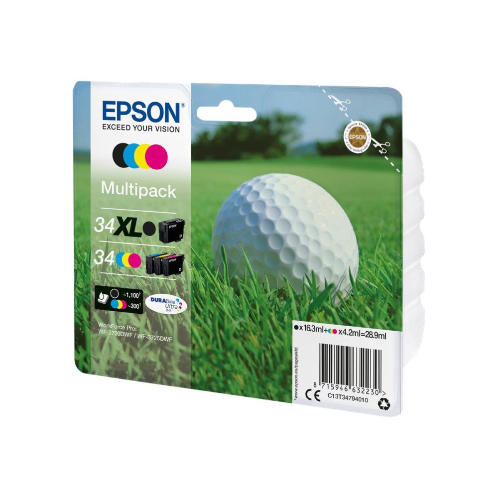 EPSON Epson 34 Multipack - 4-pack - svart, gul, cyan, magenta - original - bläckpatron