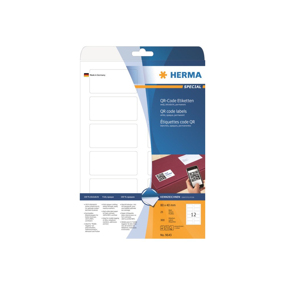 HERMA HERMA Special - ogenomskinliga pärmetiketter - matt - 300 etikett (er) - 80 x 40 mm