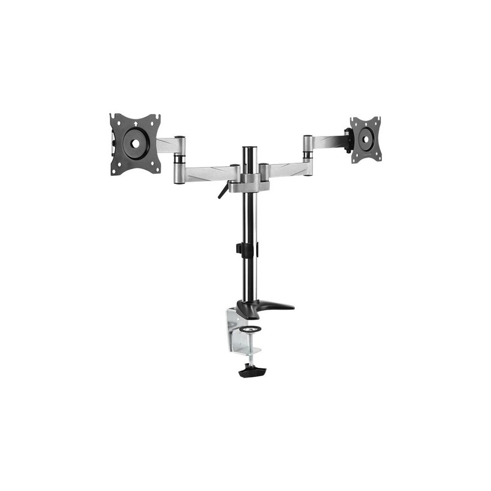 2direct LogiLink Dual monitor desk mount monteringssats - justerbar arm - för 2 monitorer - grå-metallic