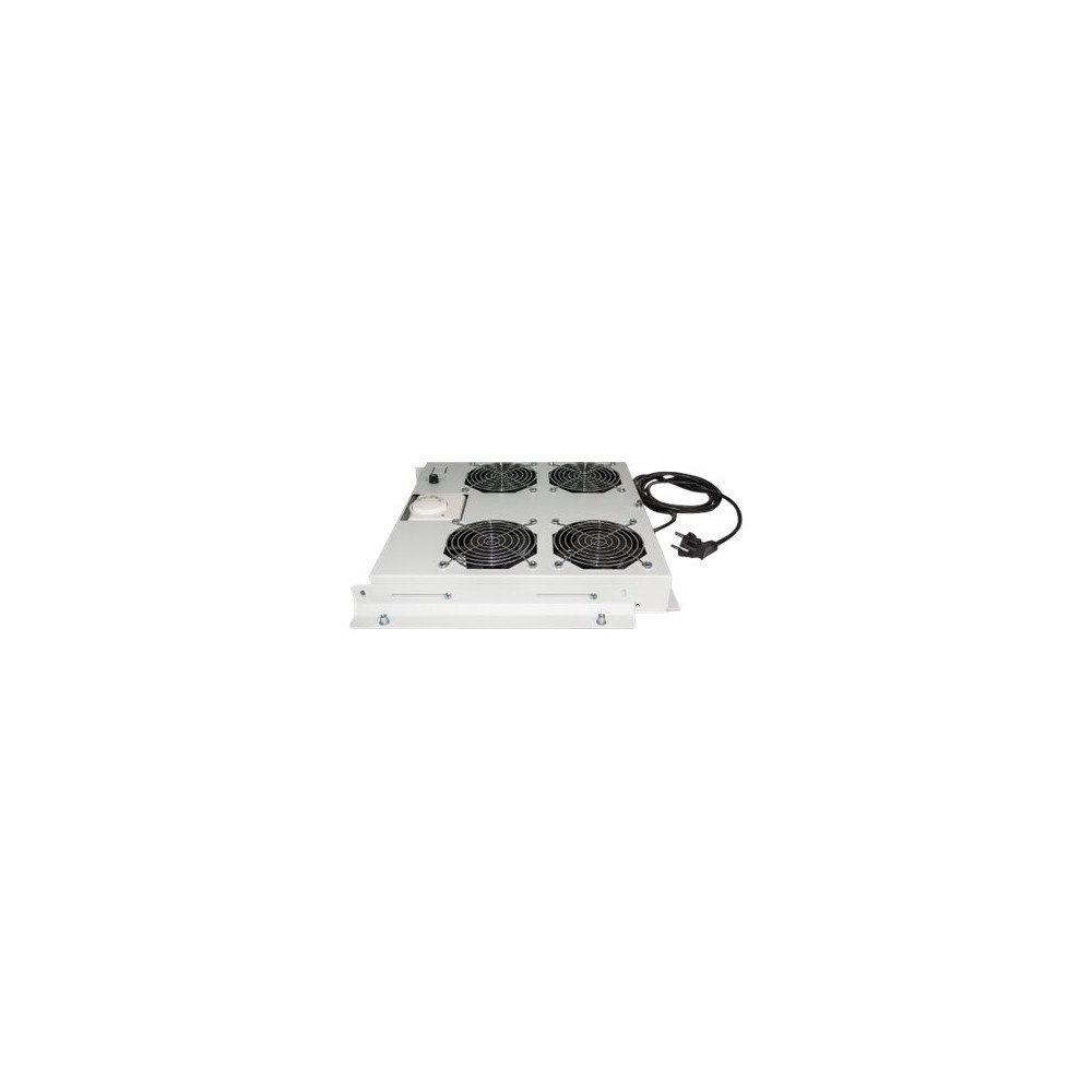 IC Intracom Intellinet 4-Fan Ventilation Unit for 19" Racks, Roof Mount, with Thermostat, Grey - fläktbricka för stativ