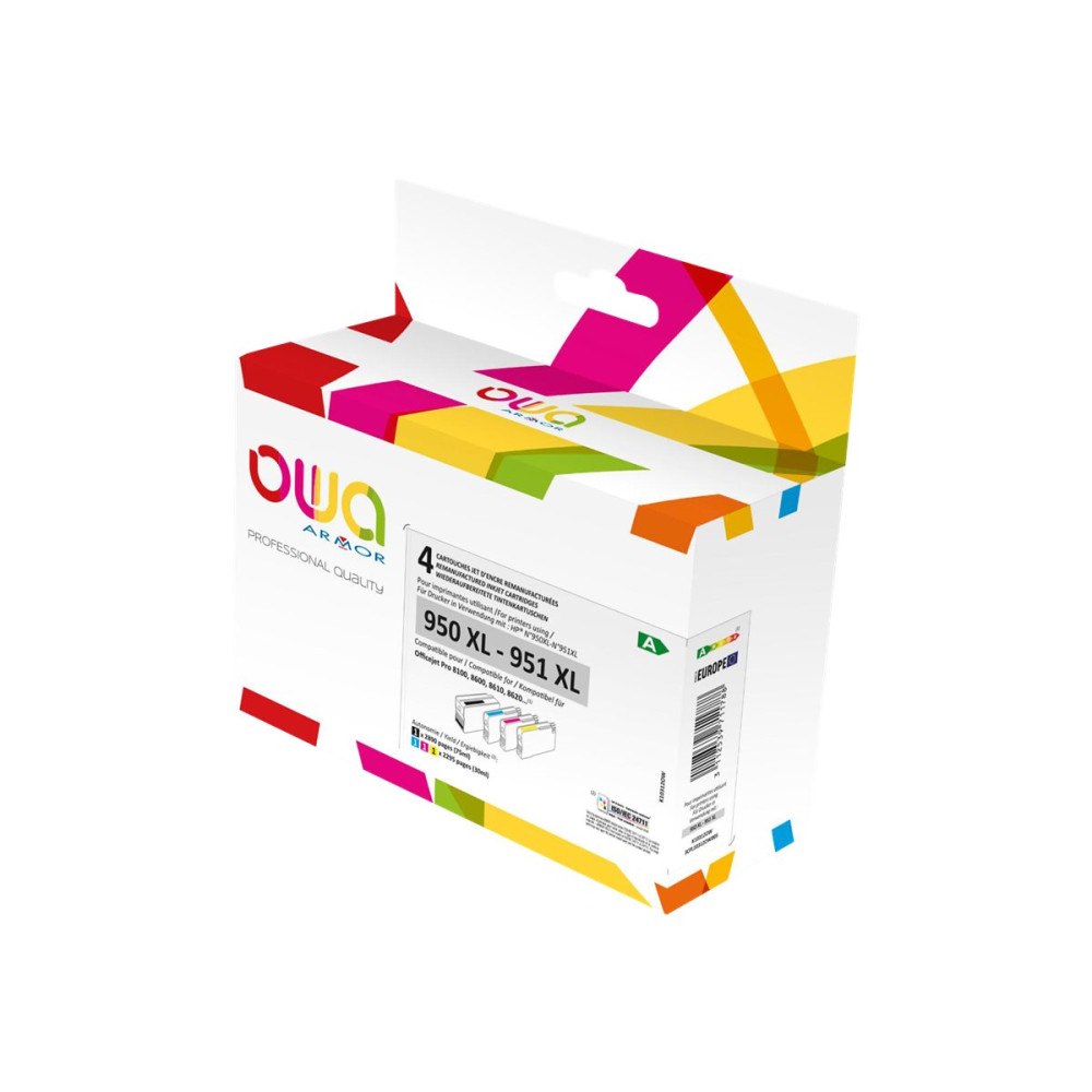 Armor OWA - 4-pack - svart, gul, cyan, magenta - kompatibel - bläckpatron (alternativ för: HP 950XL, HP 951XL)