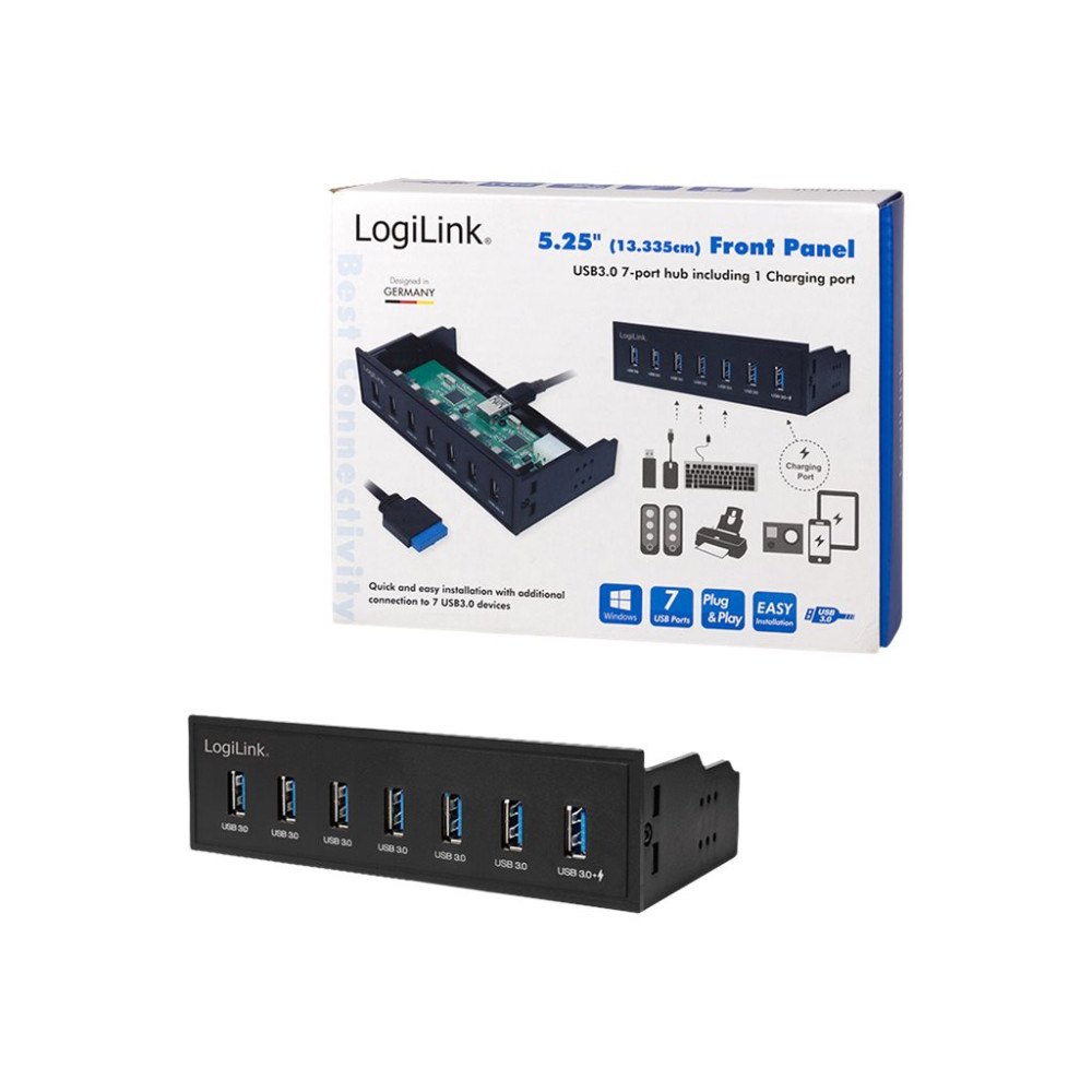 2direct LogiLink USB 3.0 hub, 7-port 5.25" internal, with fast charging port - hubb - 7 portar