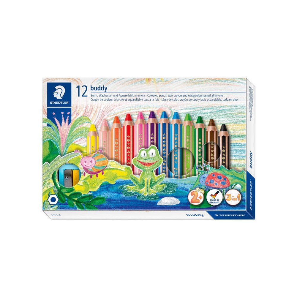 STAEDTLER STAEDTLER buddy 3 in 1 - vattenfärgspenna - svart, röd, blå, grön, ljusblå, gul, orange, violett, ljusgrön, magenta, van...