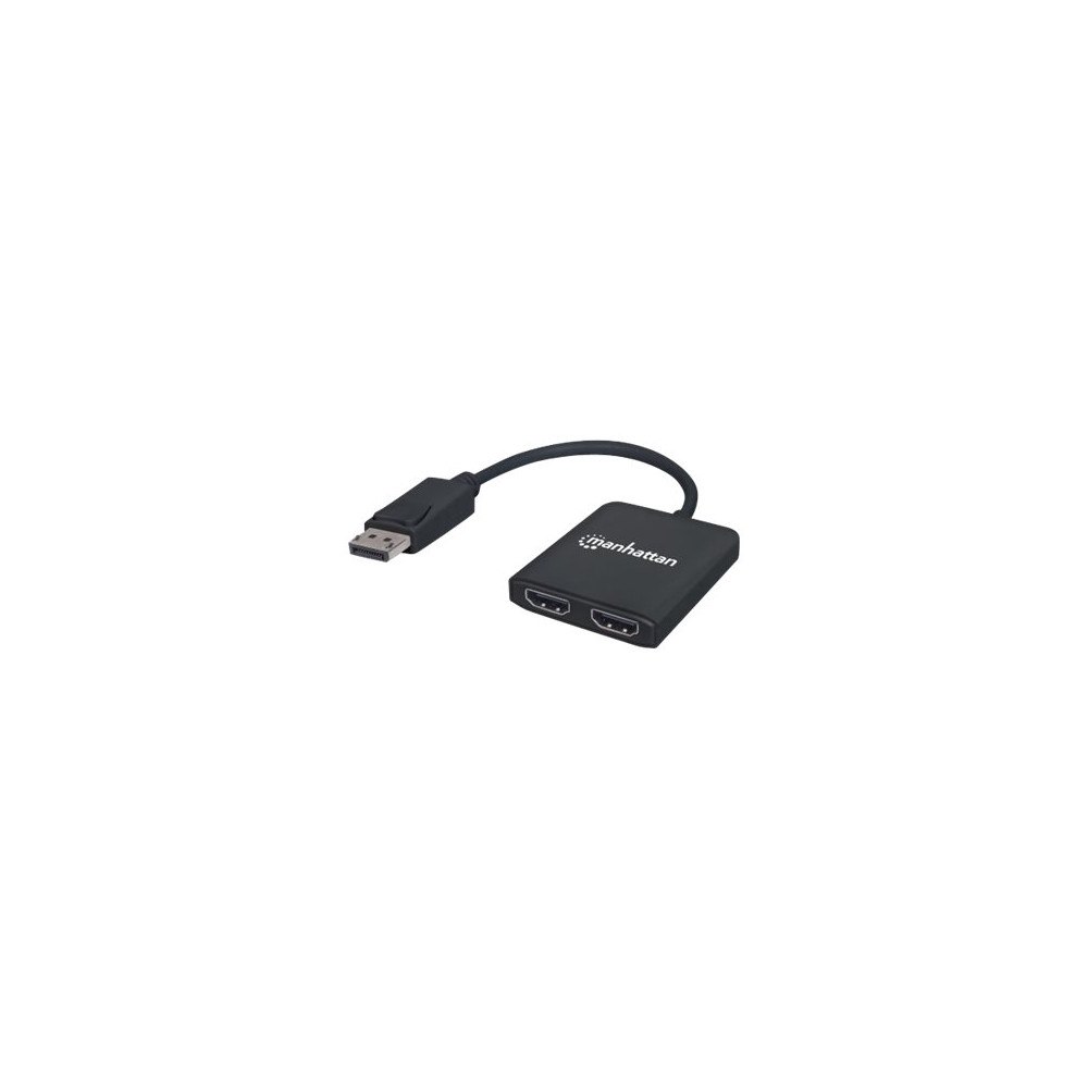 Manhattan Manhattan DisplayPort 1.2 to 2-Port HDMI Splitter Hub with MST, 4K@30Hz, USB-A Powered, Video Wall Function, HDCP 2.2, B...