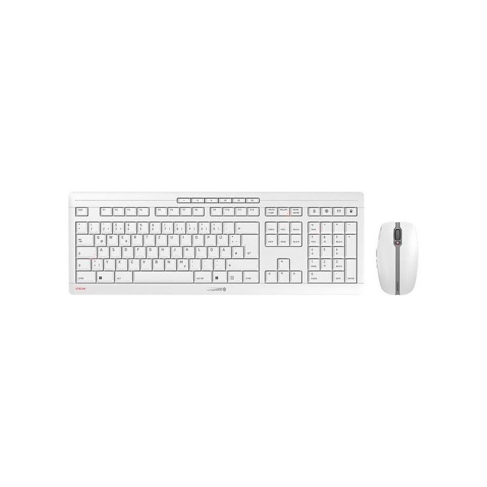 CHERRY CHERRY STREAM DESKTOP RECHARGE - sats med tangentbord och mus - QWERTZ - tysk - blekgrå Inmatningsenhet