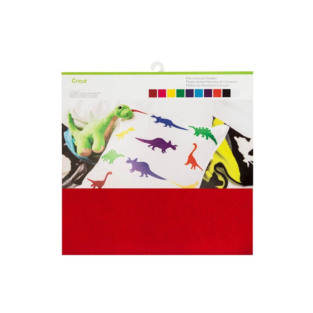 Cricut Cricut - hantverksmaterial - 305 x 305 mm - 10 ark - röd, rosa, gul, grön, blå, turkos, orange, svart, vit - filt
