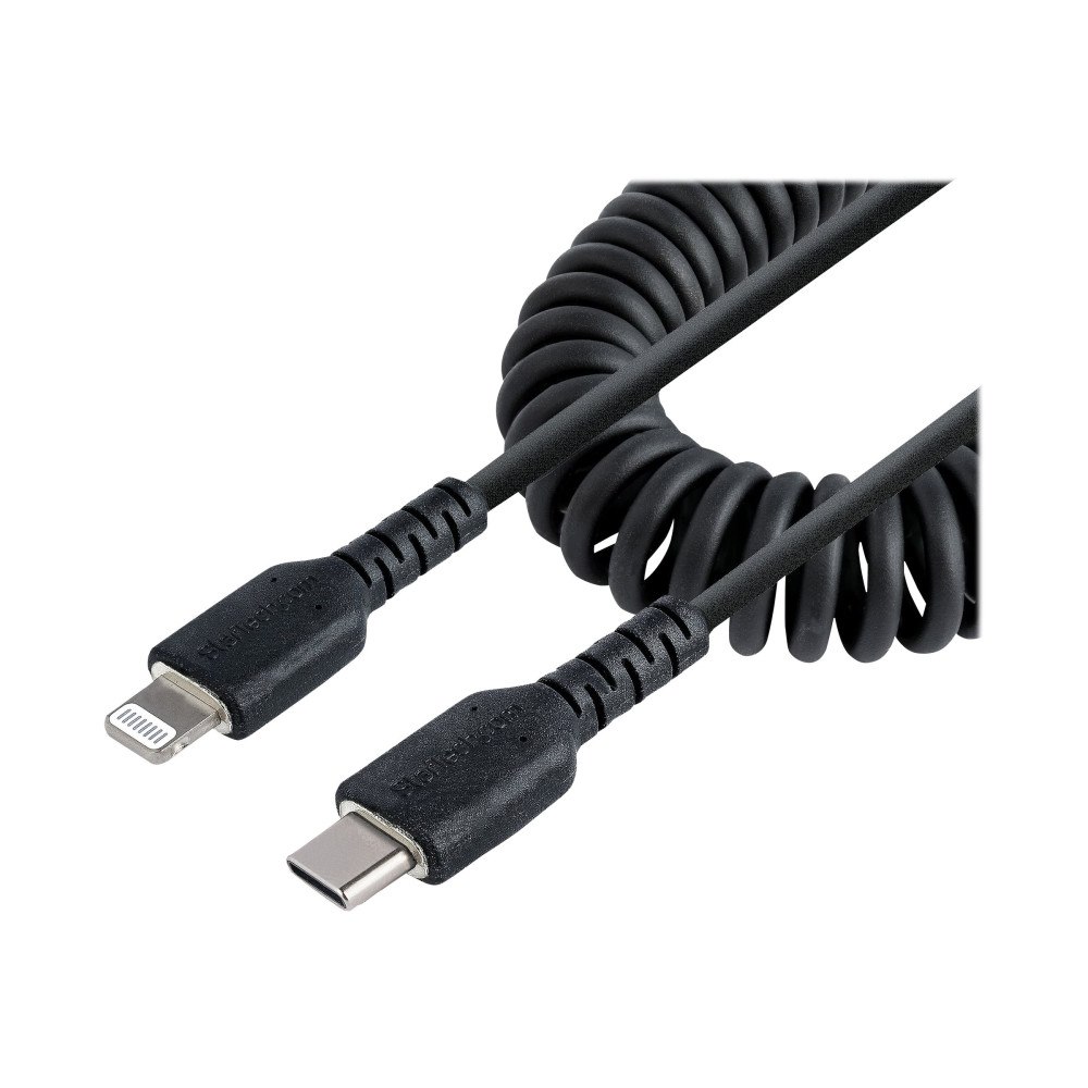 StarTech.com StarTech.com USB C till Lightning-kabel 1 m, MFi-certifierad, iPhone-spiralladdarkabel, svart, TPE-mantel med slitstark...