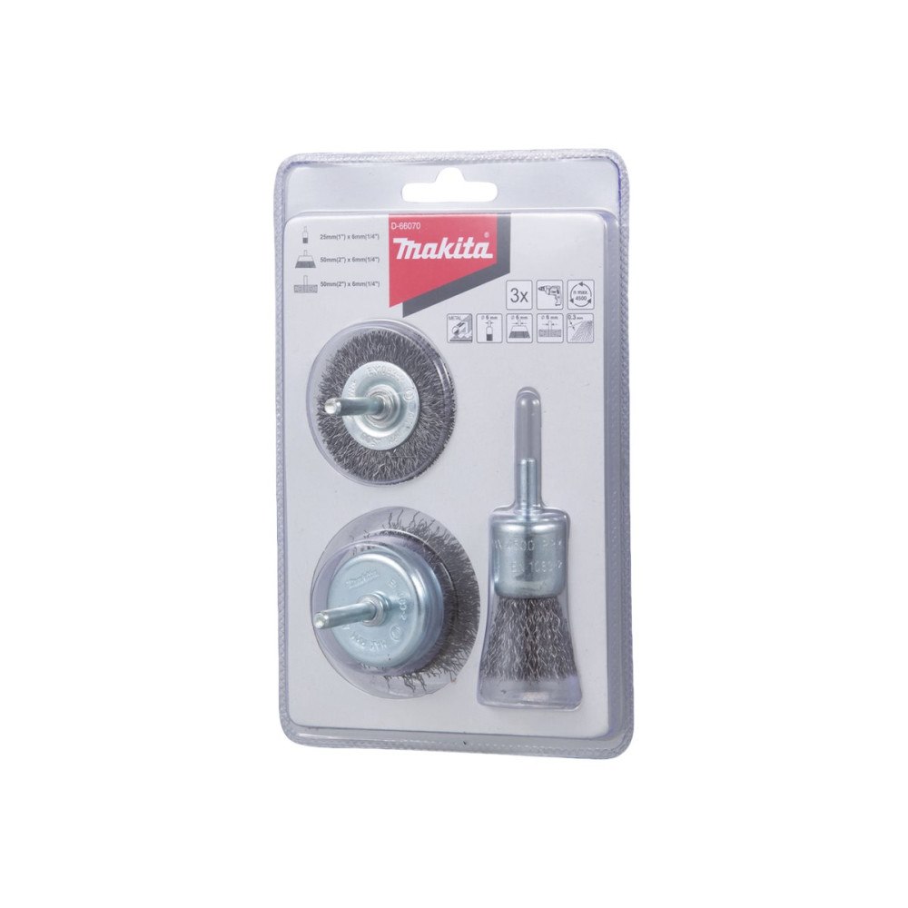 Makita Makita wire brush set - för stål, målarfärg, rust, coating - 3 delar
