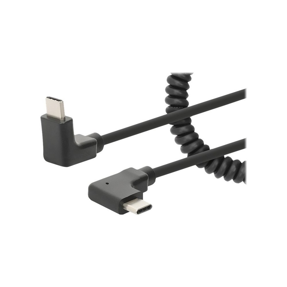 Manhattan Manhattan USB-C to USB-C Cable, 1m, Male to Male, Black, 480 Mbps (USB 2.0), Tangle Resistant Curly Design, Angled Conne...