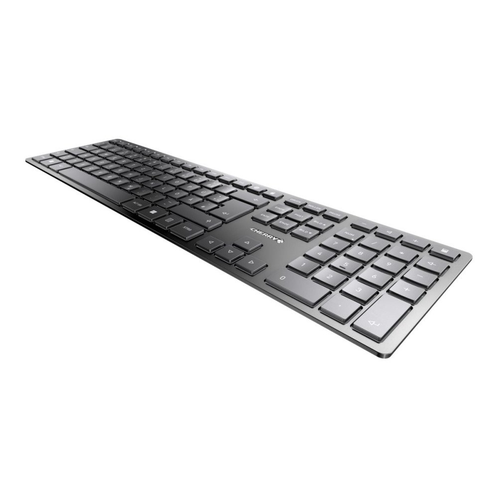 CHERRY CHERRY KW 9100 SLIM - tangentbord - QWERTZ - tysk - svart, silver Inmatningsenhet